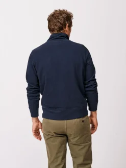 Aubin Blue Harris Zip Neck 100% Cotton Jumper