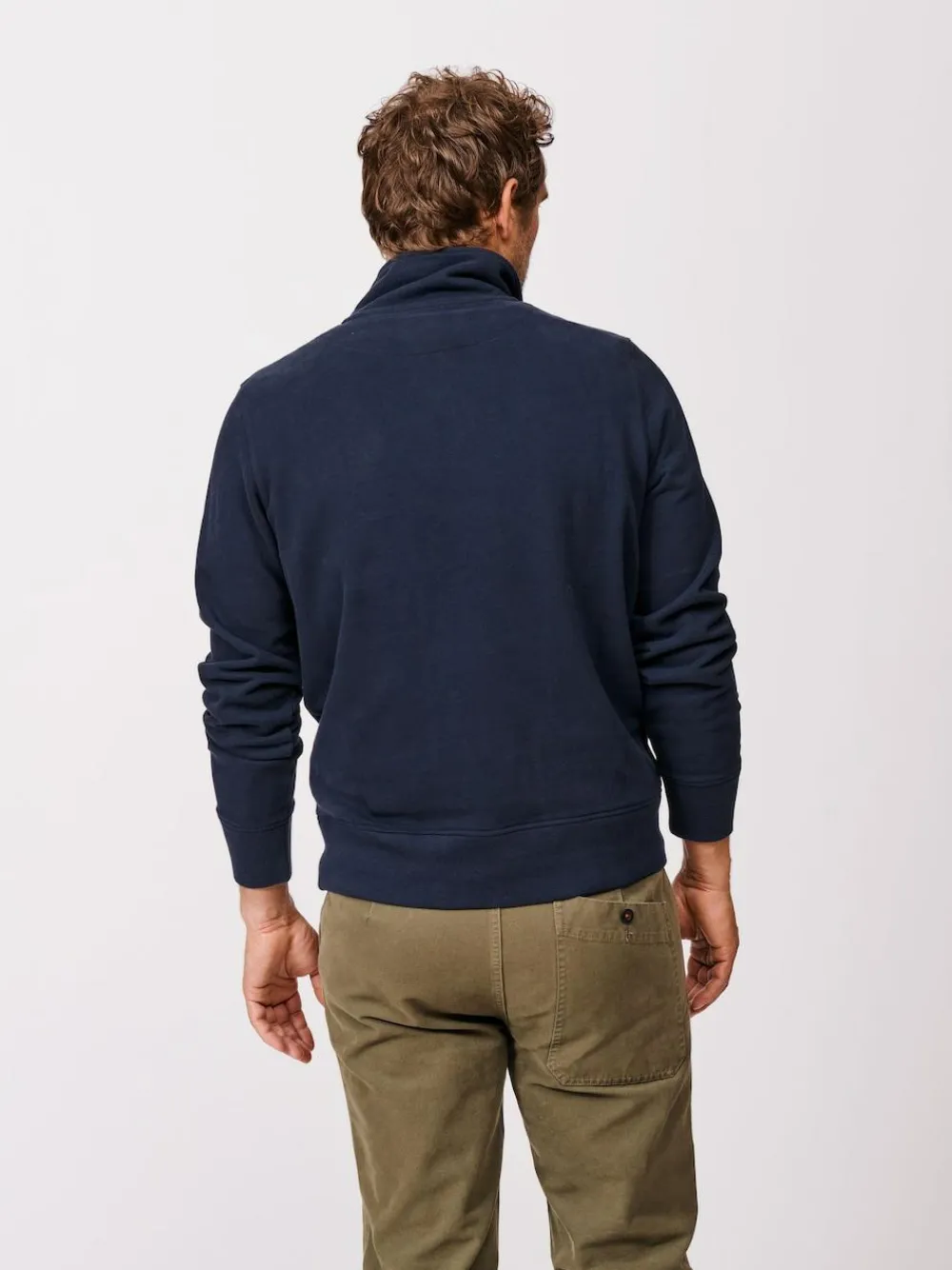 Aubin Blue Harris Zip Neck 100% Cotton Jumper