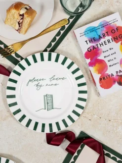 Avalon Home Forest Green Please Leave By Nine Dessert Plate^ Branded Kitchenware|Dinner Sets & Pasta Bowls