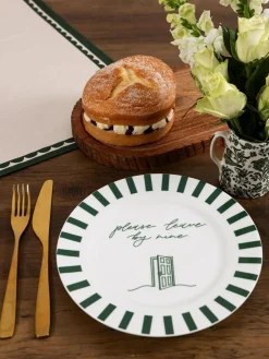 Avalon Home Forest Green Please Leave By Nine Dessert Plate^ Branded Kitchenware|Dinner Sets & Pasta Bowls