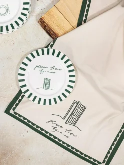 Avalon Home Forest Green Please Leave By Nine Dessert Plate^ Branded Kitchenware|Dinner Sets & Pasta Bowls