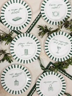 Avalon Home Forest Green Please Leave By Nine Dessert Plate^ Branded Kitchenware|Dinner Sets & Pasta Bowls