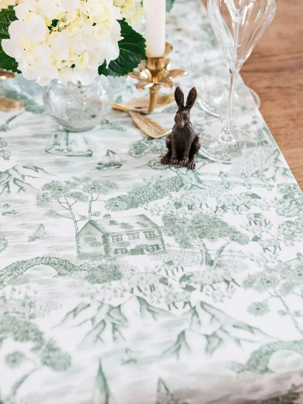 Avalon Home Green Lake District Toile Table Runner^ Table Linen, Placemats & Coasters