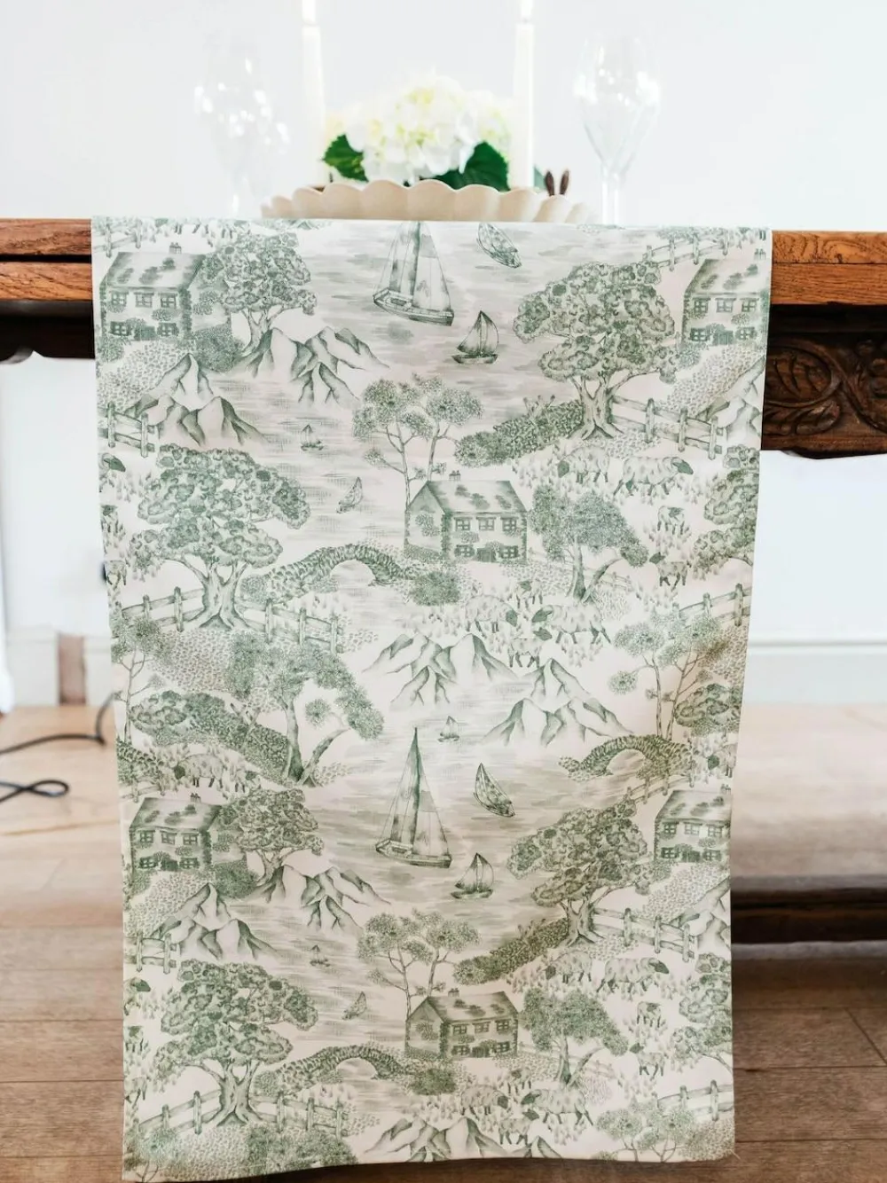 Avalon Home Green Lake District Toile Table Runner^ Table Linen, Placemats & Coasters