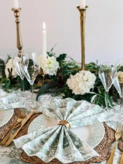 Avalon Home Set of 2 Green Lake District Toile Napkins^ Table Linen, Placemats & Coasters