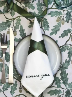 Clearance Avalon Home Set of 4 White Manners Collection 100% Cotton Napkins Gift Box