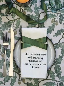 Avalon Home Set of 4 White Literary Collection Napkins 100% Cotton Gift Box^ Branded Kitchenware|Table Linen, Placemats & Coasters