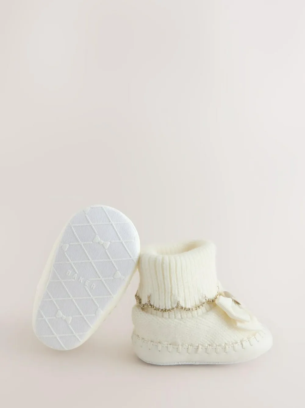 Baker by Ted Baker Baby Girls Scallop Edge Knitted Padders Booties with Bow^ Baby Boots|Boots