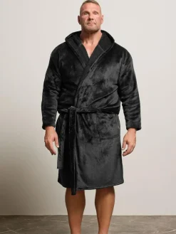 Clearance BadRhino Big & Tall Black Plush Dressing Gown