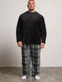 Clearance BadRhino Big & Tall Black Checked Fleece Pyjama Bottoms