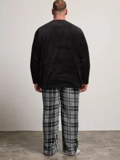 Clearance BadRhino Big & Tall Black Checked Fleece Pyjama Bottoms