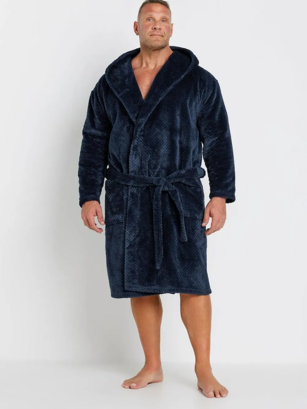BadRhino Big & Tall Blue Honeycomb Hooded Robe^ Bathrobe