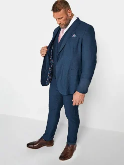 Online BadRhino Big & Tall Blue Textured Suit Waistcoat