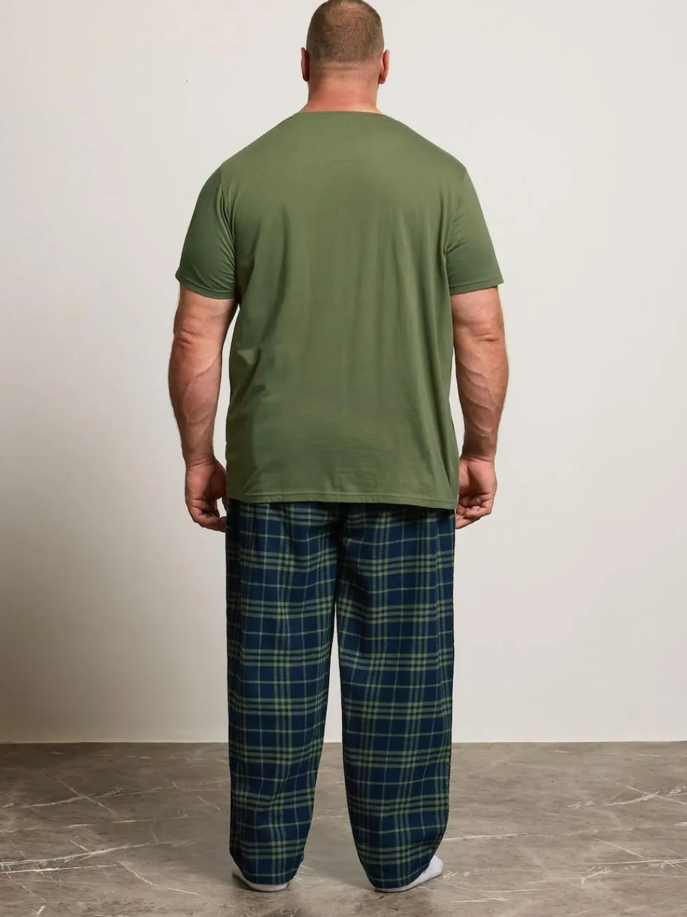 BadRhino Big & Tall Checked T-Shirt amd Pyjama Bottoms Set^ Pyjamas