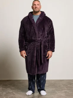 BadRhino Big & Tall Red Textured Hooded Robe^ Bathrobe