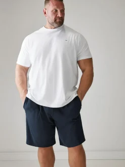 Online BadRhino Big & Tall White & Navy Blue Lounge 100% Cotton Shorts & T-Shirt Set White & Navy Blue