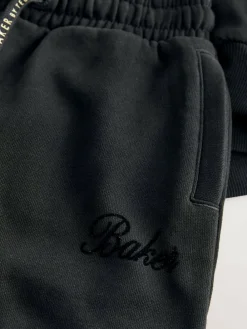 Baker by Ted Baker 2 Piece Flock Print Boxy Sweat & Cuffed Joggers Set Black