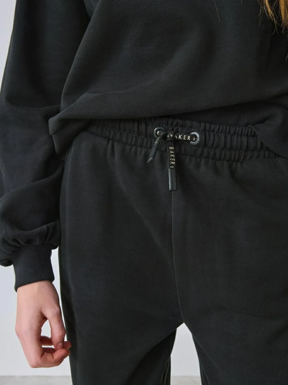 Baker by Ted Baker 2 Piece Flock Print Boxy Sweat & Cuffed Joggers Set Black