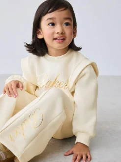 Hot Baker by Ted Baker 2 Piece Cream Sweat & Pintuck Wide Leg Jogger Set