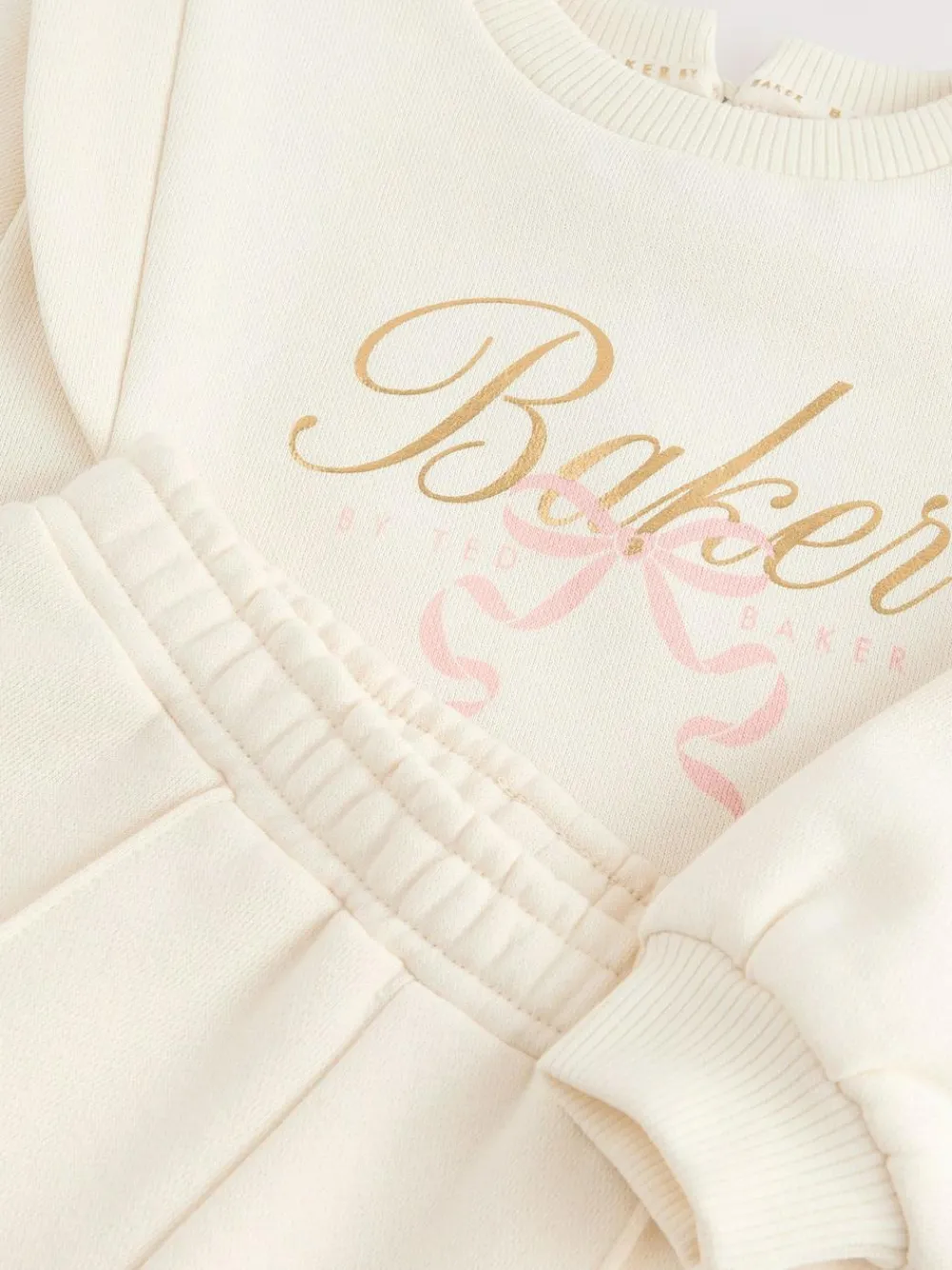 Hot Baker by Ted Baker 2 Piece Cream Sweat & Pintuck Wide Leg Jogger Set