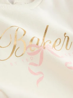 Hot Baker by Ted Baker 2 Piece Cream Sweat & Pintuck Wide Leg Jogger Set