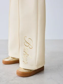 Hot Baker by Ted Baker 2 Piece Cream Sweat & Pintuck Wide Leg Jogger Set