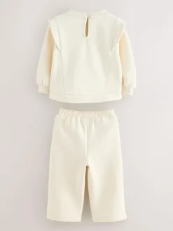 Hot Baker by Ted Baker 2 Piece Cream Sweat & Pintuck Wide Leg Jogger Set