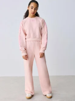 New Baker by Ted Baker 2 Piece Boxy Sweat & Wide Leg Joggers Set Pink