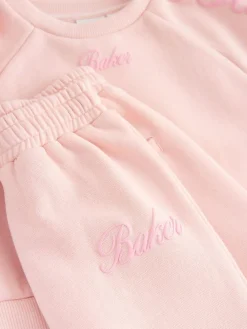 New Baker by Ted Baker 2 Piece Boxy Sweat & Wide Leg Joggers Set Pink