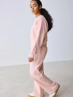 New Baker by Ted Baker 2 Piece Boxy Sweat & Wide Leg Joggers Set Pink