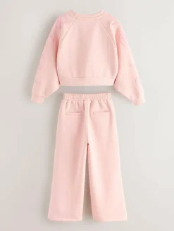 New Baker by Ted Baker 2 Piece Boxy Sweat & Wide Leg Joggers Set Pink