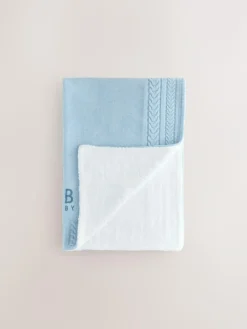 Baker by Ted Baker Baby Boys Blue Cable Knitted Blanket^ Cushions & Throws|Nursery Bedding