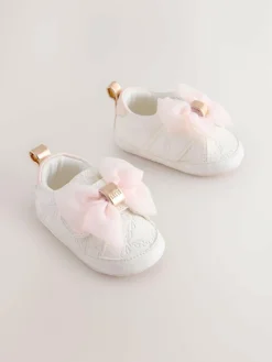 Discount Baker by Ted Baker Baby Girls Organza Bow Padders Trainers White/Pink