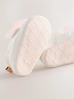 Discount Baker by Ted Baker Baby Girls Organza Bow Padders Trainers White/Pink