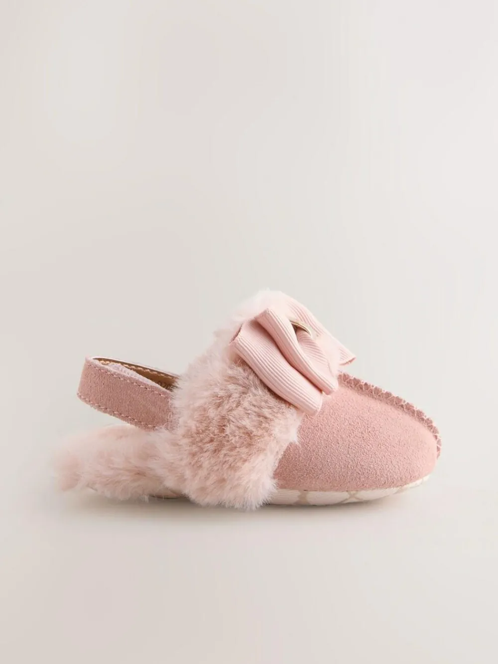 Clearance Baker by Ted Baker Baby Girls Faux Fur Trim Padders Mules Pink