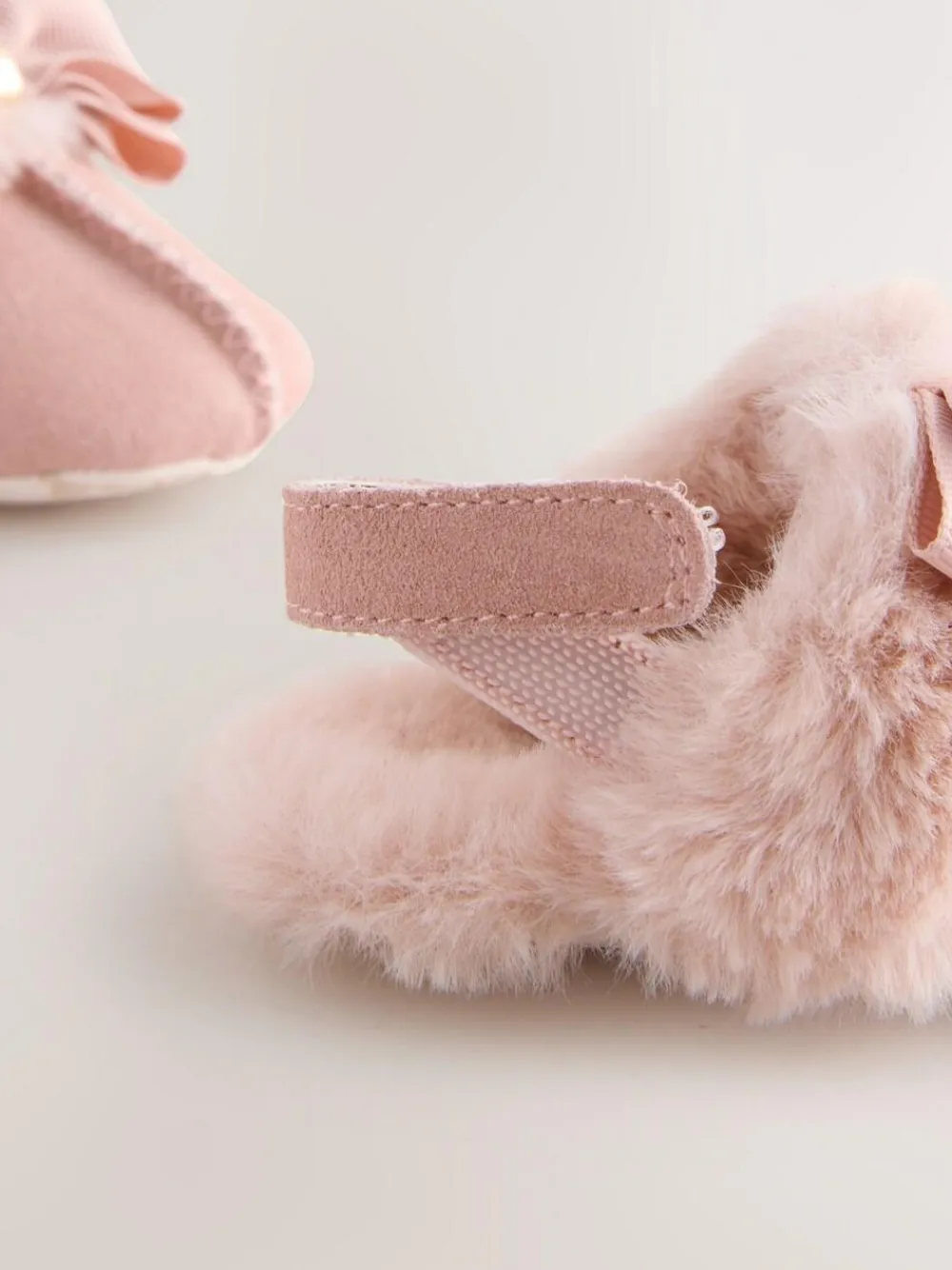 Clearance Baker by Ted Baker Baby Girls Faux Fur Trim Padders Mules Pink