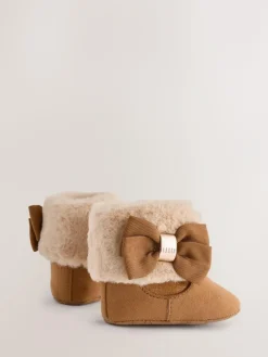 Online Baker by Ted Baker Baby Girls Faux Fur Trim Padders Boots Tan Brown