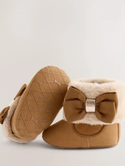 Online Baker by Ted Baker Baby Girls Faux Fur Trim Padders Boots Tan Brown