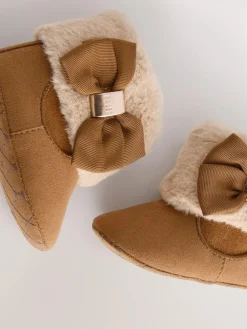 Online Baker by Ted Baker Baby Girls Faux Fur Trim Padders Boots Tan Brown