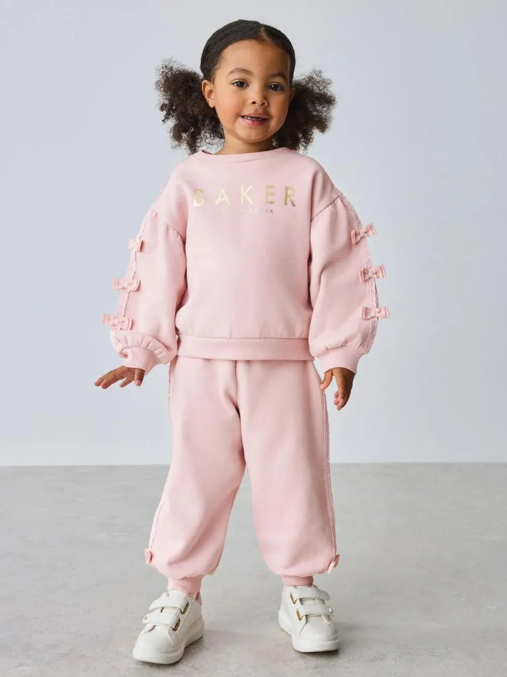 Baker by Ted Baker Blue 2 Piece Side Bow Detail Sweat & Joggers Set Pink