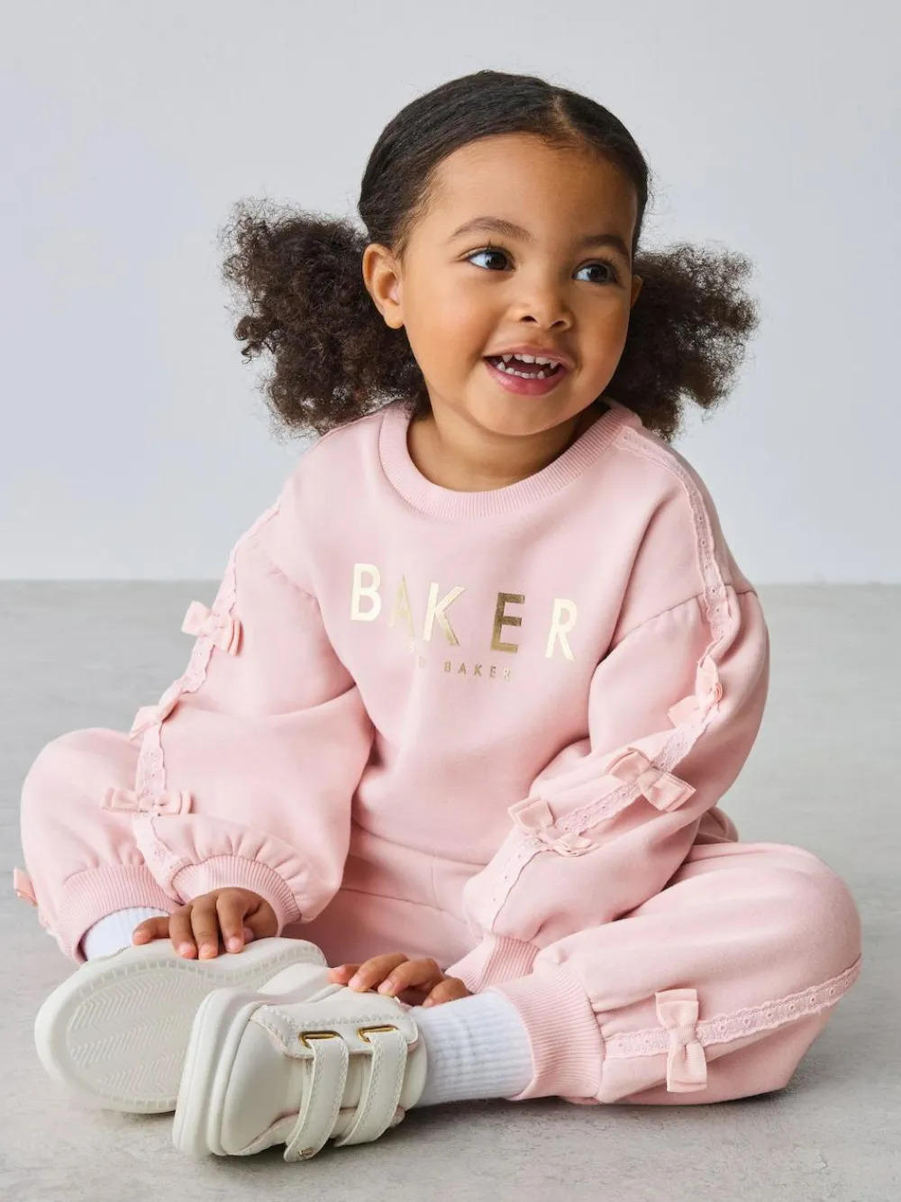 Baker by Ted Baker Blue 2 Piece Side Bow Detail Sweat & Joggers Set Pink