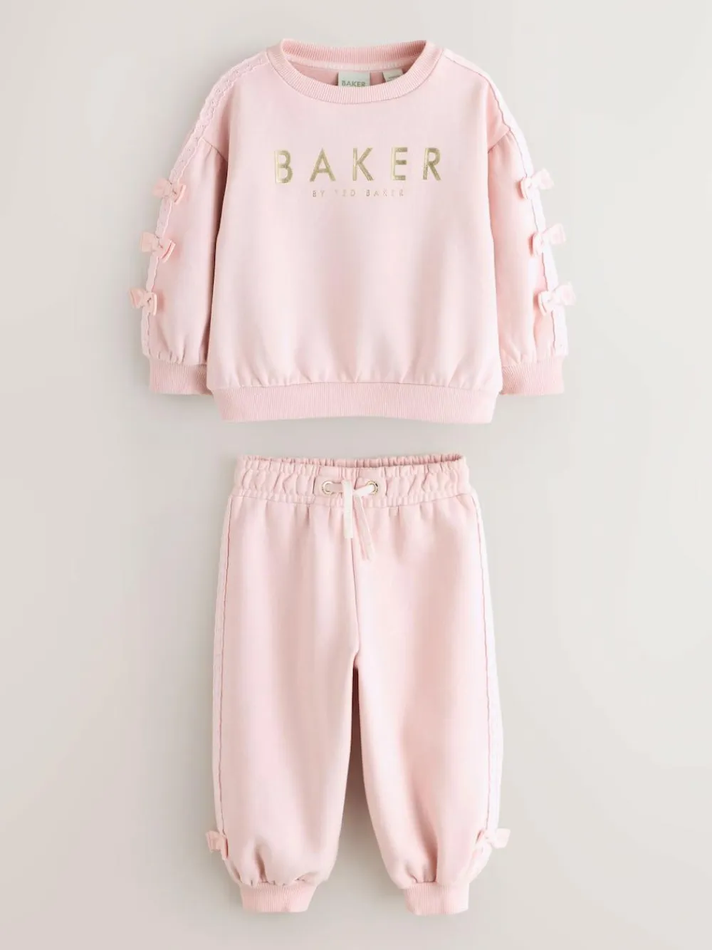 Baker by Ted Baker Blue 2 Piece Side Bow Detail Sweat & Joggers Set Pink