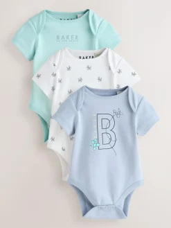 Hot Baker by Ted Baker Blue 3 Pack Short Sleeve Bodysuits