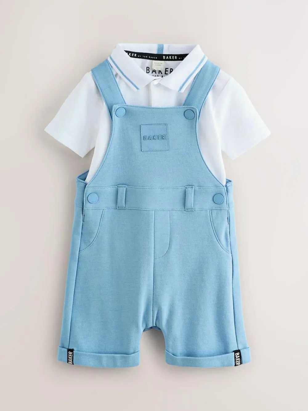 Hot Baker by Ted Baker Blue Dungarees and Polo Shirt Set