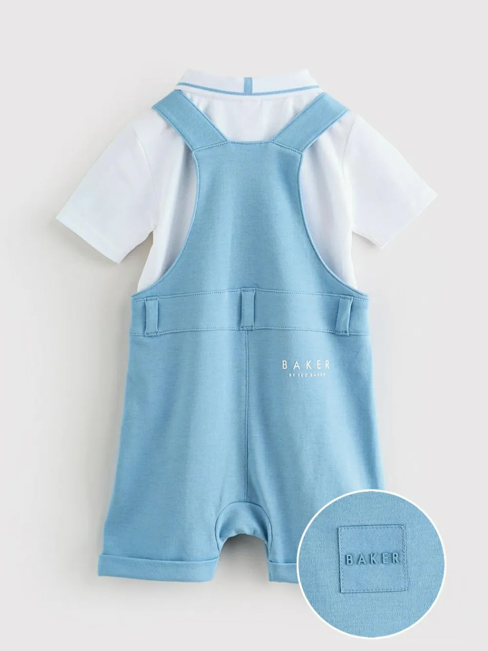 Hot Baker by Ted Baker Blue Dungarees and Polo Shirt Set