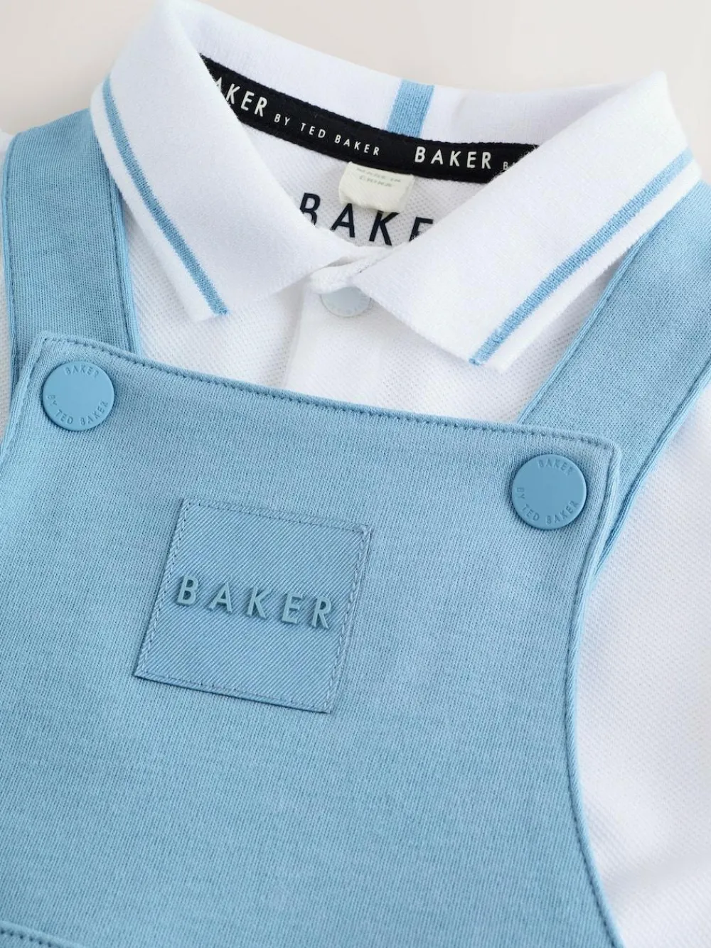 Hot Baker by Ted Baker Blue Dungarees and Polo Shirt Set