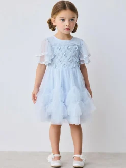 Baker by Ted Baker Blue Mesh Embroidered Detail Dress^ Dresses|Occasionwear