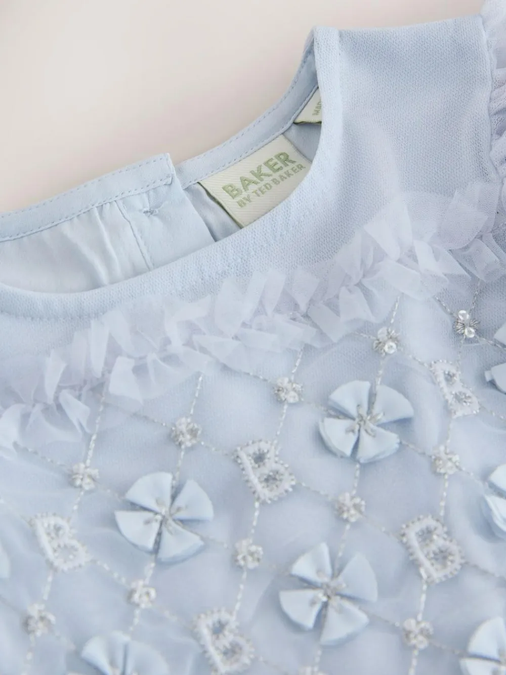 Baker by Ted Baker Blue Mesh Embroidered Detail Dress^ Dresses|Occasionwear