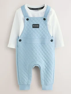 Online Baker by Ted Baker Blue Quilted Dungarees and T-Shirt Set