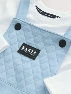 Online Baker by Ted Baker Blue Quilted Dungarees and T-Shirt Set